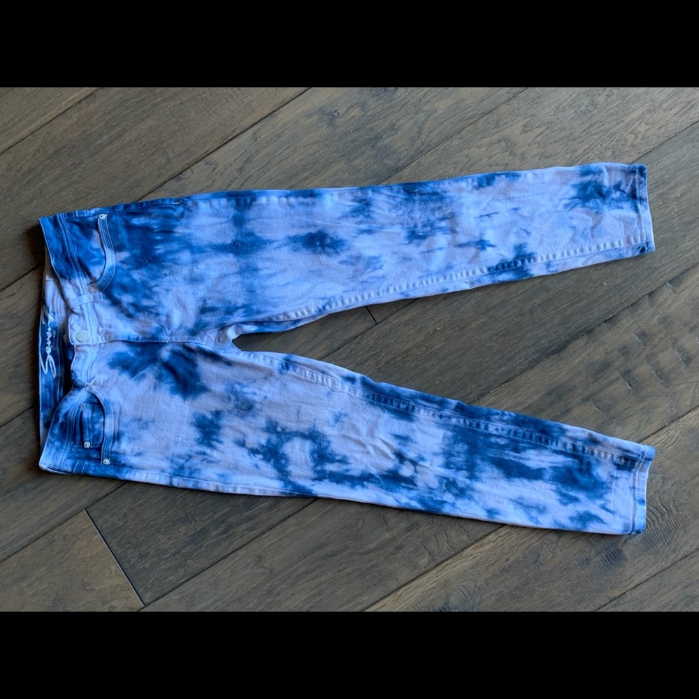 Tie Dyed White Denim Seven7 Jeans